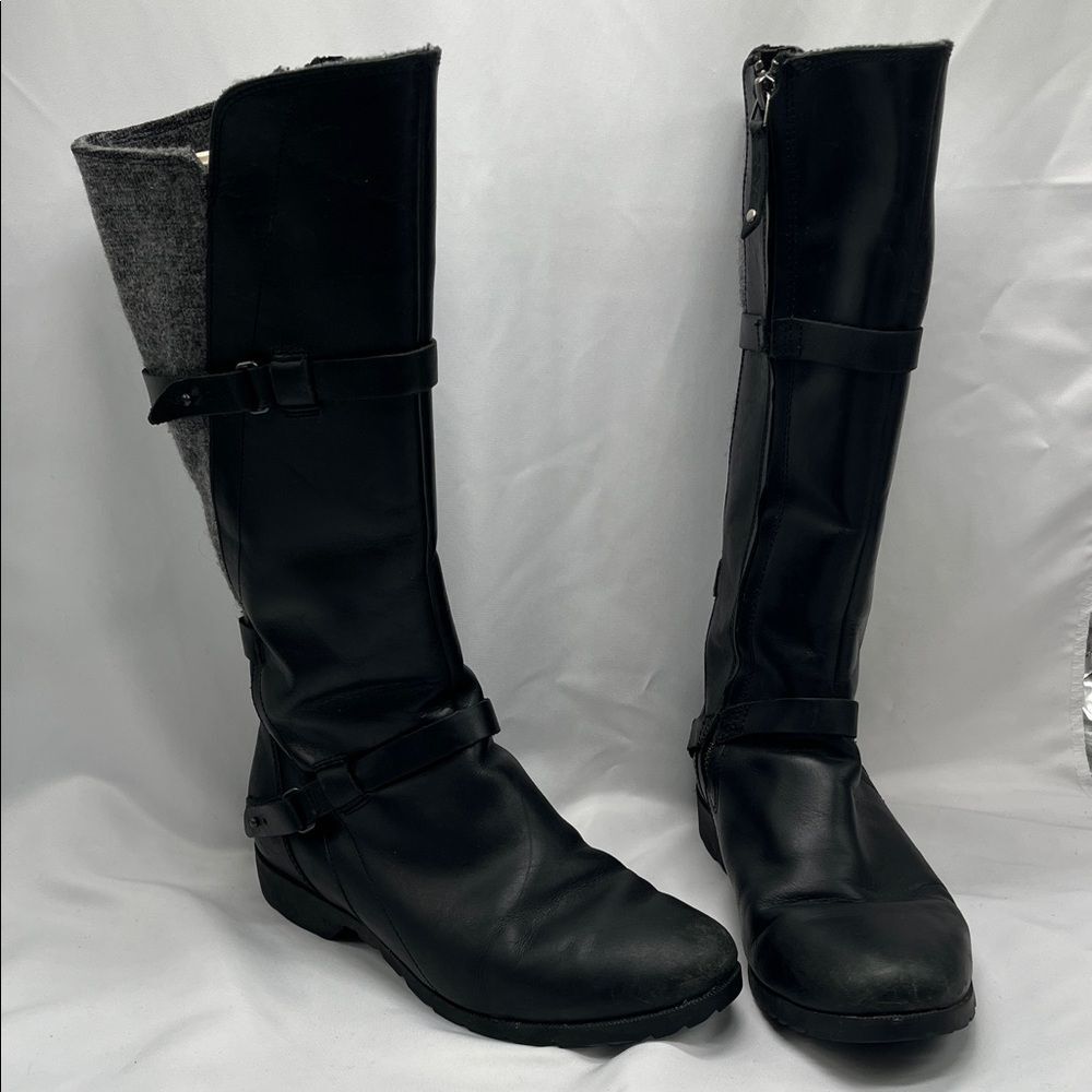 Teva De La Vina Black Wool and Waterproof Leather Mid Calf Boots